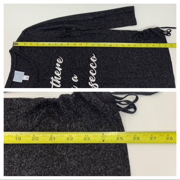 CB Sunday “Be There In A Prosecco” Funny Sweater Charcoal Black Silver Metallic - Picture 14 of 15